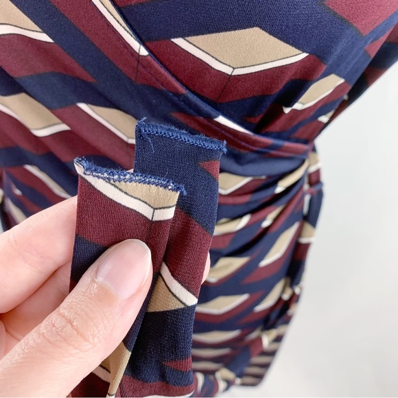 Gilli burgundy & navy blue faux wrap tie waist dress - Picture 11 of 12